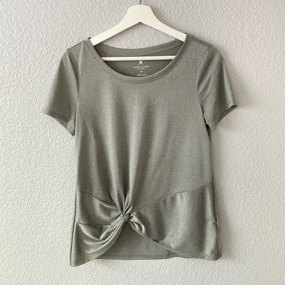 Silver Workout Tee with Twist Front